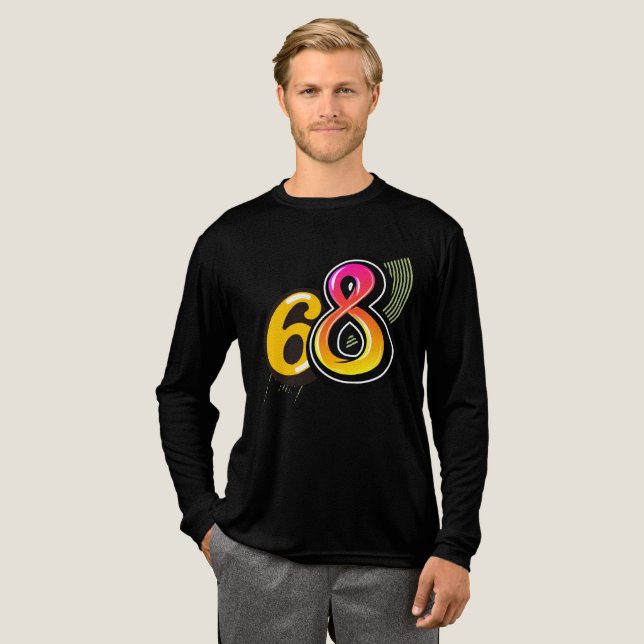 Number 68 Retro Colourful Bubble Tri-Blend Shirt (Full Front)