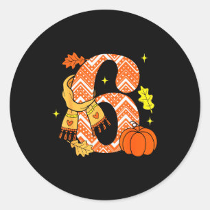 Number 6 67 Fall Autumn Pumpkin Meme Funny Six Sev Classic Round Sticker