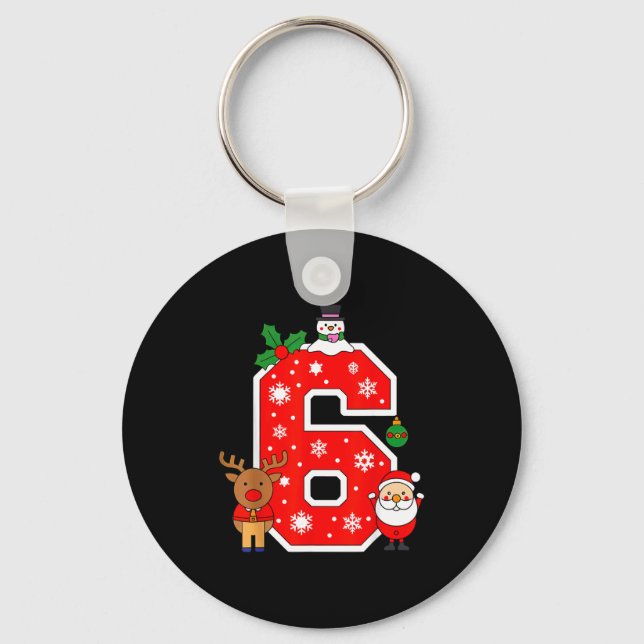 Number 6 67 Meme Couple Pajamas Christmas Matching Key Ring (Front)