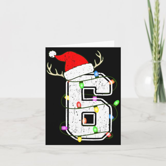 Number 6 6th Birthday Boy Six Christmas Happy Birt Card (Front)