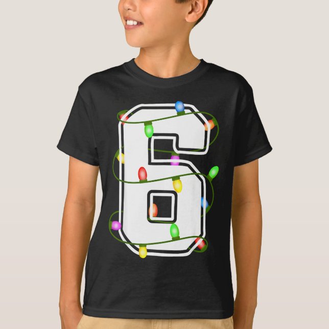Number 6 6th Birthday Boy Six Christmas Happy Birt T-Shirt (Front)
