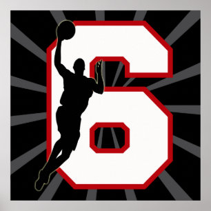 NUMBER 6 BASKETBALL PLAYER POSTER