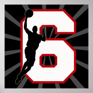 NUMBER 6 BASKETBALL PLAYER POSTER