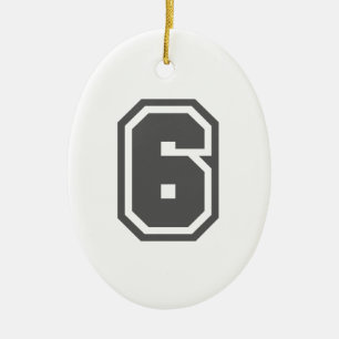 Number 6 ceramic tree decoration