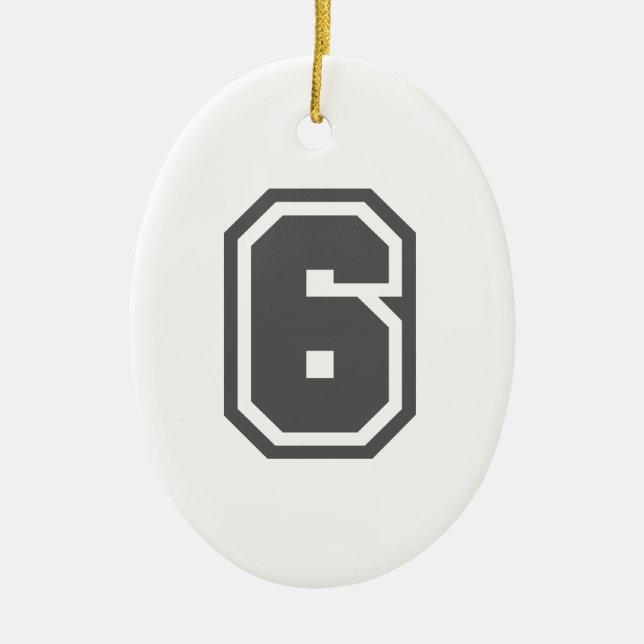 Number 6 ceramic tree decoration (Front)