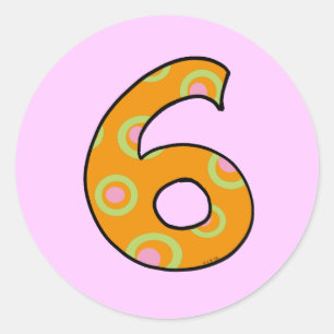 Number 6 classic round sticker