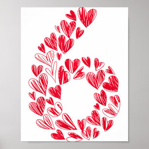 Number 6 - Cute Six Seven Hearts Matching 67 Valen Poster