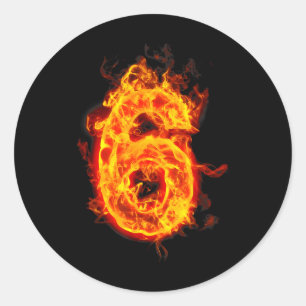 Number 6 Fire Ice Number Six Seven Meme 67 Alpha S Classic Round Sticker