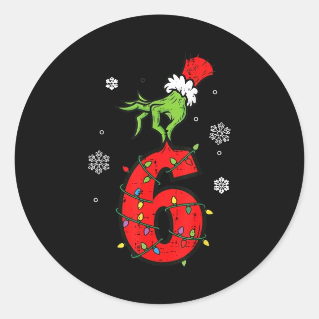 Number 6 Matching 67 Meme 6 7 Christmas Boys Youth Classic Round Sticker (Front)