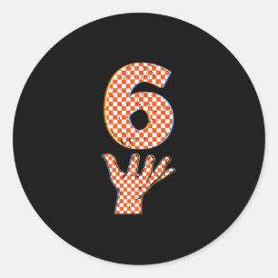 Number 6 Matching 67 Meme Checkered Halloween Cost Classic Round Sticker
