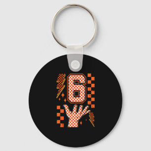 Number 6 Matching 67 Meme Checkered Halloween Cost Key Ring