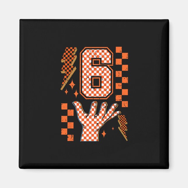Number 6 Matching 67 Meme Checkered Halloween Cost Magnet (Front)
