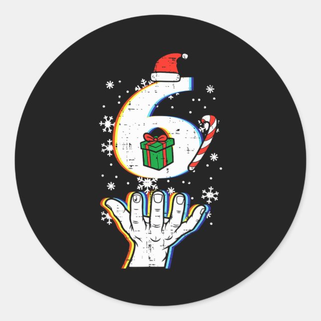 Number 6 Matching 67 Meme Christmas 6 7 Xmas Men W Classic Round Sticker (Front)