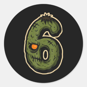Number 6 Monster 67 Meme Matching Couple Halloween Classic Round Sticker