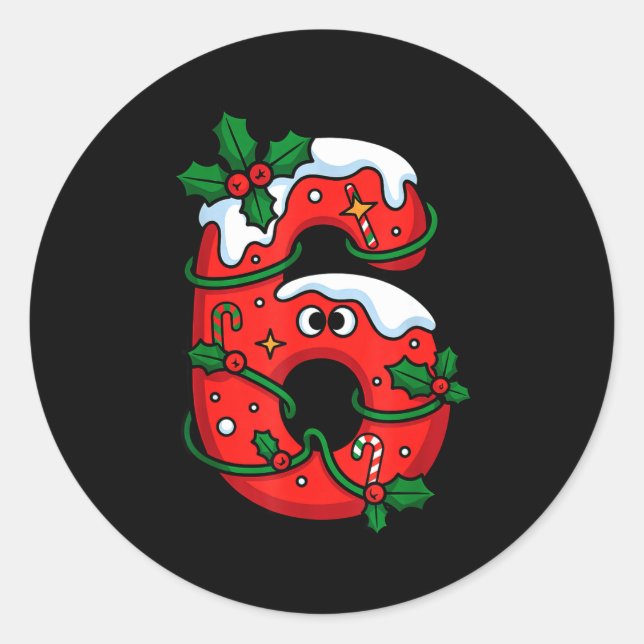 Number 6 Santa Costume Meme Christmas Matching Cou Classic Round Sticker (Front)