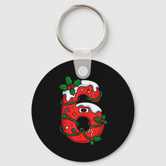 Number 6 Santa Costume Meme Christmas Matching Cou Key Ring (Front)