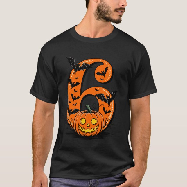 Number 6 Six Funny Halloween Meme Matching Couples T-Shirt (Front)