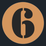 Number 6 Six Peru Gold Stencil Numbers by Janz Classic Round Sticker<br><div class="desc">Artistic Numbers by Janz © 2008-2020 Jan Fitzgerald. All rights reserved. Graphic Design,  Artwork,  and Photography by Jan and Michael Fitzgerald.</div>