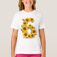 Number 6 Sunflowers Theme 6 Year Old Kids Girls