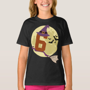 Number 6 Witch Halloween Theme 6 Year Old Kids T-Shirt