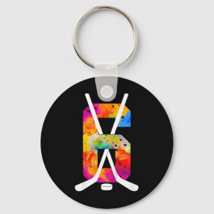 Number 6 Years Ice Hockey 6th Birthday (1)  Key Ring