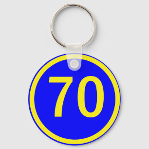 number, 70, in a circle key ring