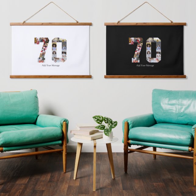 Number 70 Photo Collage Hanging Tapestry (Living Room)