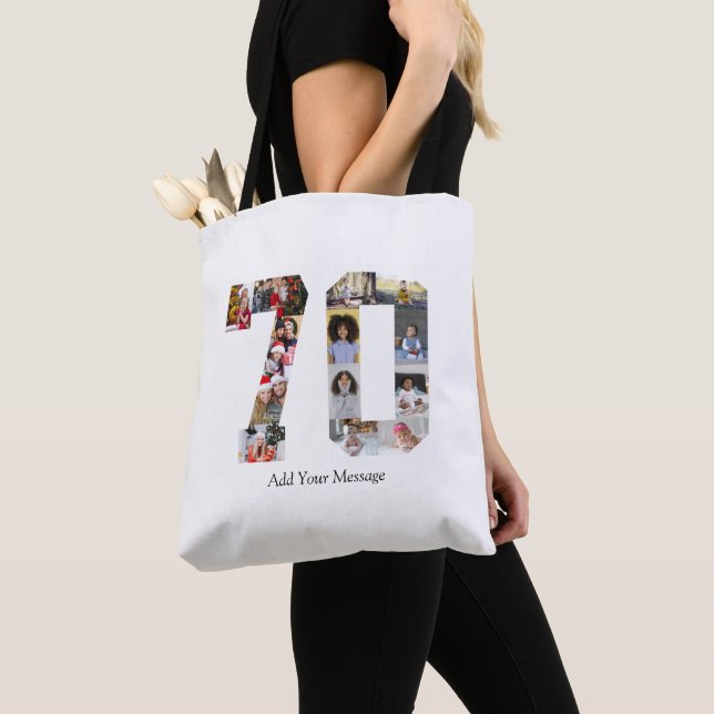 Number 70 Photo Collage Tote Bag (Close Up)
