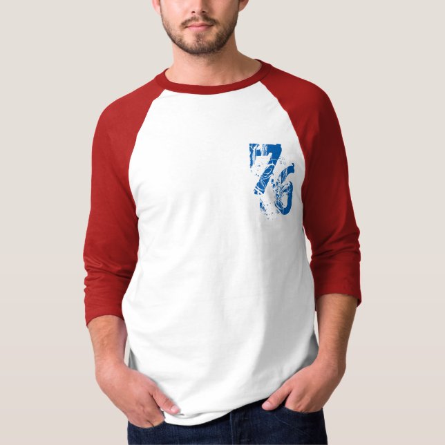 number-76 t-shirt design red white blue USA (Front)