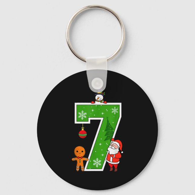 Number 7 67 Meme Couple Pajamas Christmas Matching Key Ring (Front)