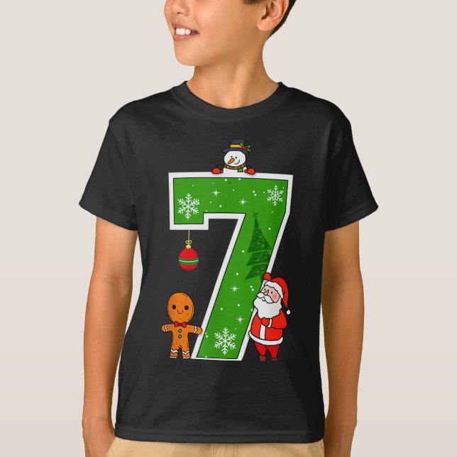 Number 7 67 Meme Couple Pajamas Christmas Matching T-Shirt (Front)