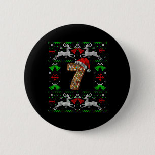 Number 7 67 Meme Funny Ugly Xmas Christmas Sweater 6 Cm Round Badge