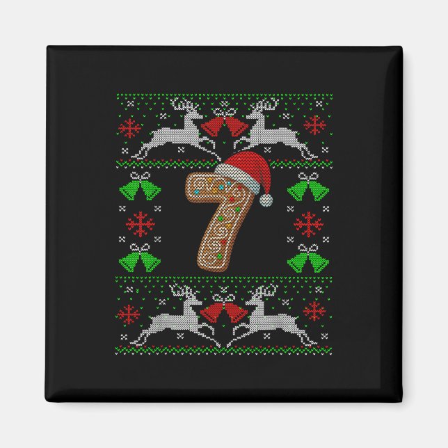 Number 7 67 Meme Funny Ugly Xmas Christmas Sweater Magnet (Front)