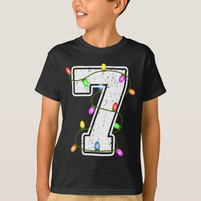 Number 7 7th Birthday Boy Christmas Happy Birthday T-Shirt (Front)