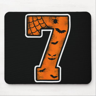 Number 7 7th Birthday Boy Seven Halloween Happy Bi Mouse Pad