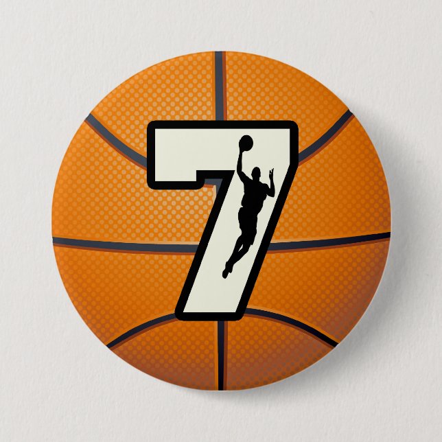 Number 7 Basketball and Player 7.5 Cm Round Badge (Front)