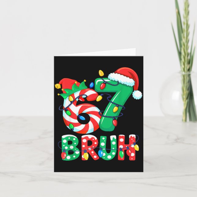 Number 7 Funny Meme Saying 6 7 Six Seven Christmas Card (Front)