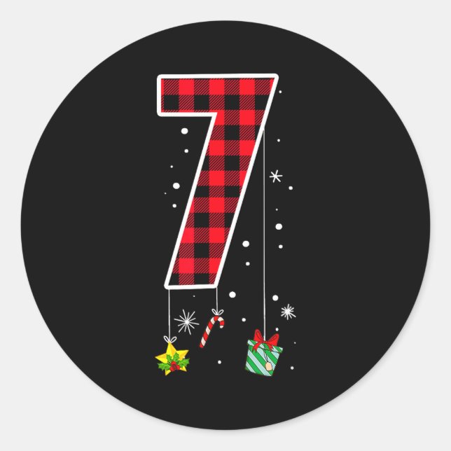 Number 7 Funny Meme Saying 6 7 Six Seven Christmas Classic Round Sticker (Front)