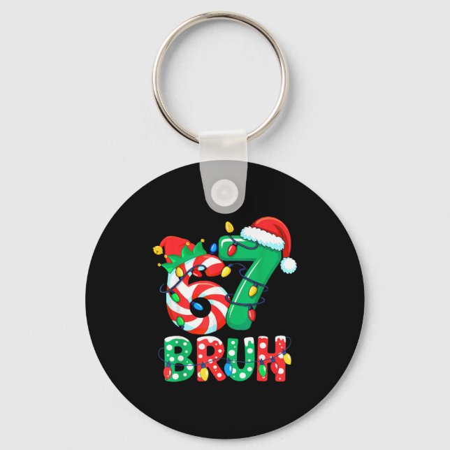 Number 7 Funny Meme Saying 6 7 Six Seven Christmas Key Ring (Front)