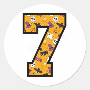 Number 7 Funny Meme Saying 6 7 Six Seven Halloween Classic Round Sticker