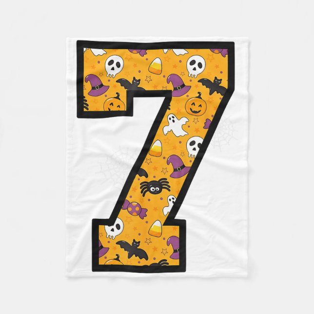 Number 7 Funny Meme Saying 6 7 Six Seven Halloween Fleece Blanket (Front)