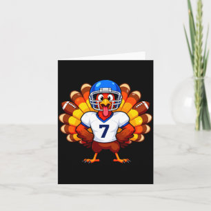 Number 7 Funny Thanksgiving Football Turkey Men Wo Card