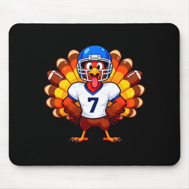 Number 7 Funny Thanksgiving Football Turkey Men Wo Mouse Pad (Front)
