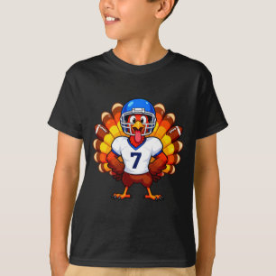 Number 7 Funny Thanksgiving Football Turkey Men Wo T-Shirt