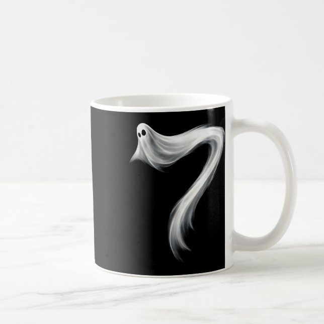 Number 7 Ghost Funny Six Seven 67 Halloween Meme  Coffee Mug (Right)