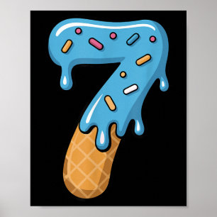 Number 7 Ice Cream Drip 67 Meme Couple Matching Ha Poster