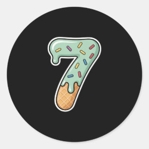 Number 7 Ice Cream Drip Six Seven 67 Meme 7th Birt Classic Round Sticker