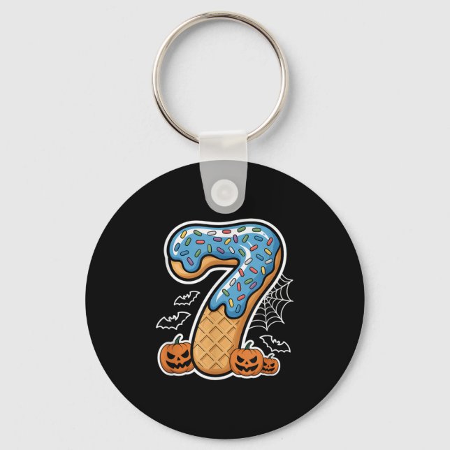 Number 7 Ice Cream Seven Halloween Pumpkin Men Wom Key Ring (Front)