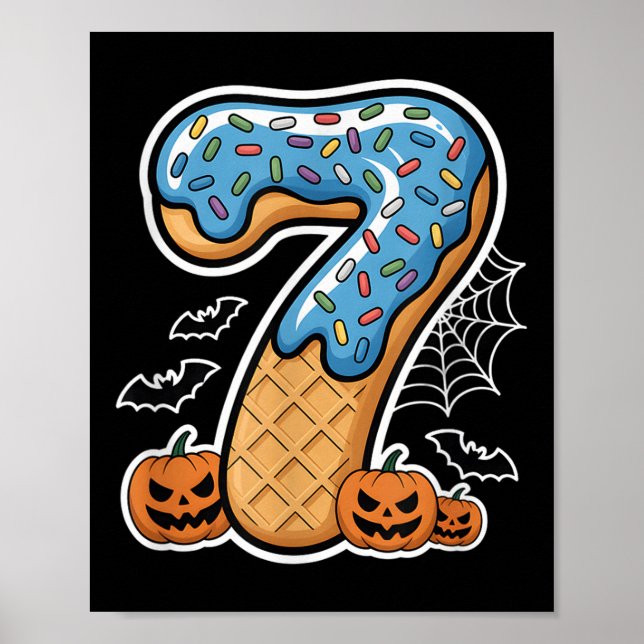 Number 7 Ice Cream Seven Halloween Pumpkin Men Wom Poster (Front)