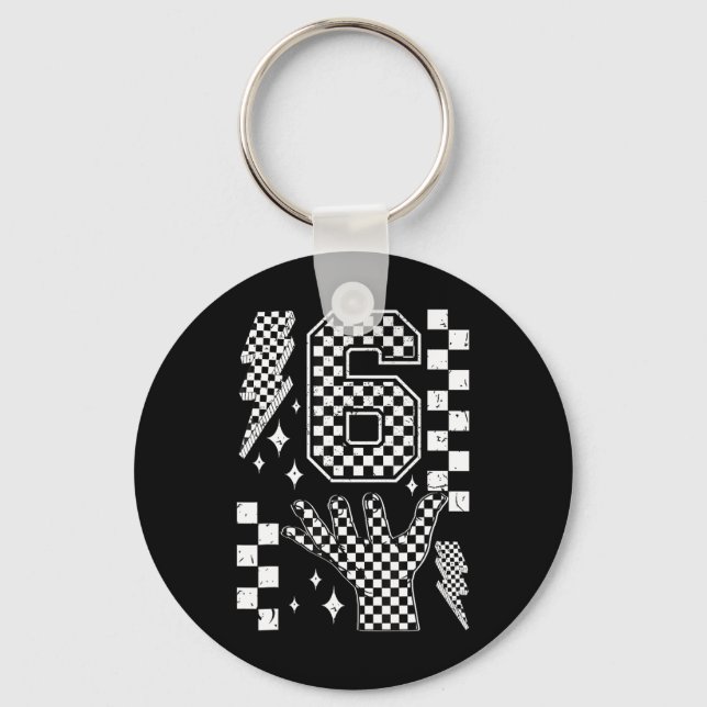Number 7 Matching 67 Meme Checkered Costume Kids  Key Ring (Front)